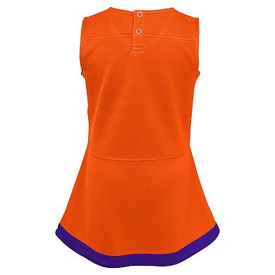 Girls Toddler Orange Clemson Tigers Cheer Captain Dress with Bloomers