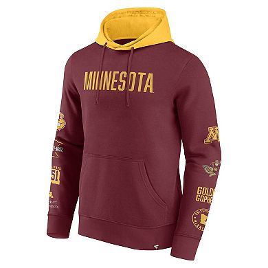 Men's Fanatics Maroon/Gold Minnesota Golden Gophers Color Block Badge Fleece Pullover Hoodie