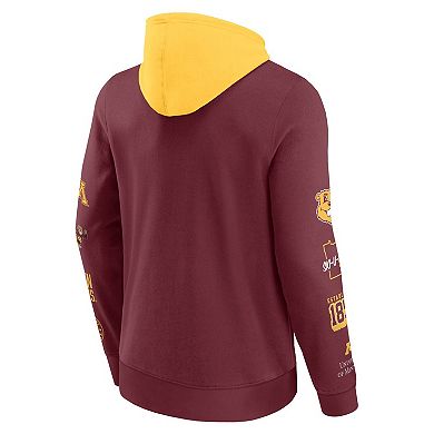 Men's Fanatics Maroon/Gold Minnesota Golden Gophers Color Block Badge Fleece Pullover Hoodie