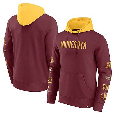 Men's Fanatics Maroon/Gold Minnesota Golden Gophers Color Block Badge Fleece Pullover Hoodie