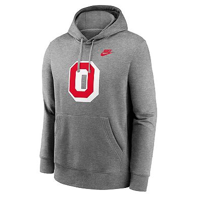 Men's Nike Heather Gray Ohio State Buckeyes Legacy Logo Club Fleece Pullover Hoodie