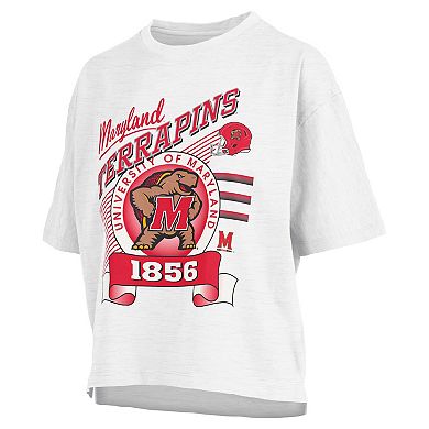 Women's Pressbox White Maryland Terrapins Rock & Roll Slub T-Shirt