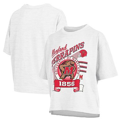 Women's Pressbox White Maryland Terrapins Rock & Roll Slub T-Shirt