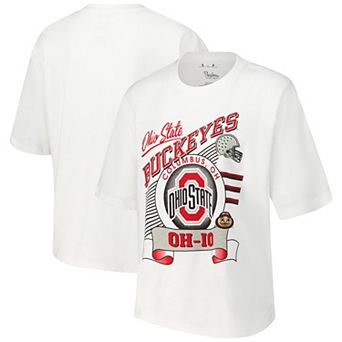 Women's Pressbox White Ohio State Buckeyes Rock & Roll Slub��T-Shirt