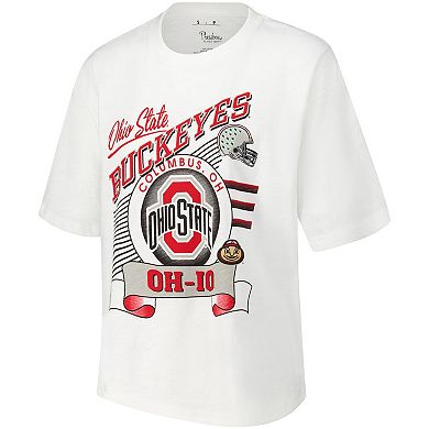 Women's Pressbox White Ohio State Buckeyes Rock & Roll Slub T-Shirt