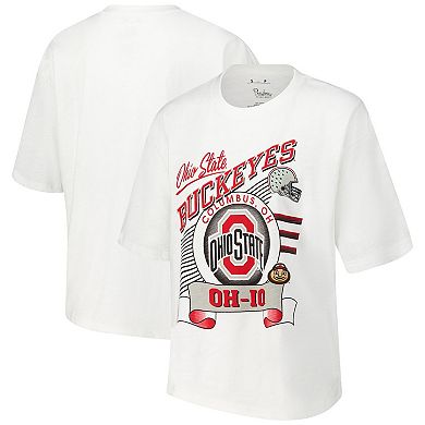 Women's Pressbox White Ohio State Buckeyes Rock & Roll Slub T-Shirt