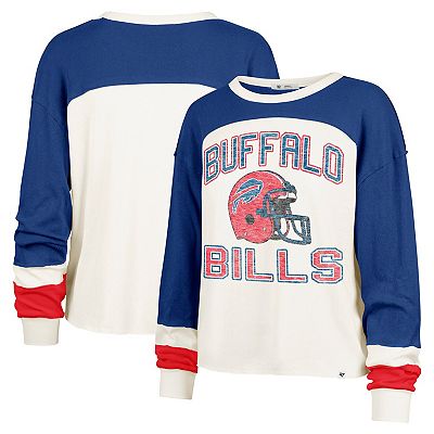 Women's '47 Cream Buffalo Bills Double Header Curve Raglan Long