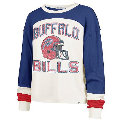 Women's '47 Cream Buffalo Bills Double Header Curve Raglan Long