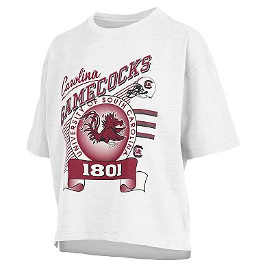 Women's Pressbox White South Carolina Gamecocks Rock & Roll Slub T-Shirt