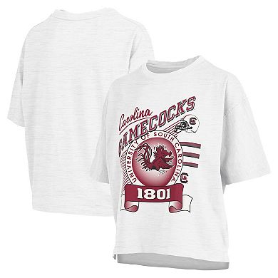 Women's Pressbox White South Carolina Gamecocks Rock & Roll Slub T-Shirt