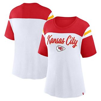 Women's Fanatics White/Red Kansas City Chiefs Cheer Chant Fashion T-Shirt