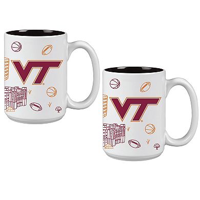 Virginia Tech Hokies 15oz. Campus Line Art Coffee Mug Two-Pack
