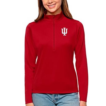Women's Antigua Red Indiana Hoosiers Tribute Quarter-Zip Pullover Top