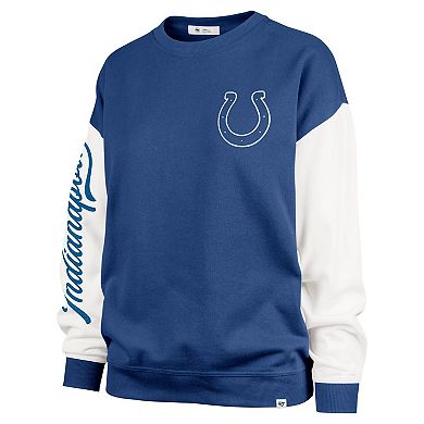 Women's '47 Royal Indianapolis Colts Double Header Rise Andie Pullover Sweatshirt