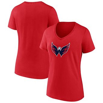 Women's Fanatics Red Washington Capitals Primary Logo Team V-Neck T-Shirt