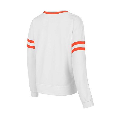Women's Concepts Sport White Clemson Tigers Borough French Terry Arch Over Long Sleeve T-Shirt
