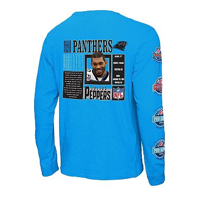 Men's Mitchell & Ness Julius Peppers Blue Carolina Panthers Pro Bowl Long Sleeve T-Shirt