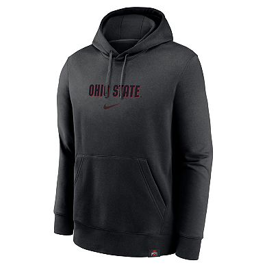 Men's Nike Black Ohio State Buckeyes Statement Wordmark Lockup Pullover Hoodie