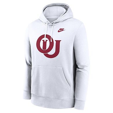 Men's Nike White Oklahoma Sooners Legacy Logo Club Fleece Pullover Hoodie