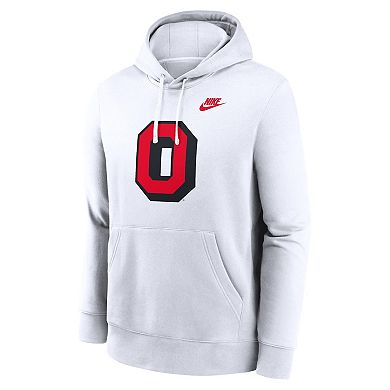 Men's Nike White Ohio State Buckeyes Legacy Logo Club Fleece Pullover Hoodie