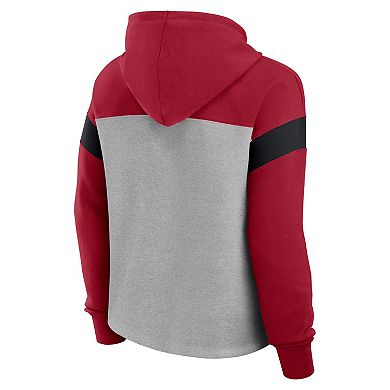 Women's Fanatics Heather Gray/Scarlet San Francisco 49ers Bold Play Call Pullover Hoodie