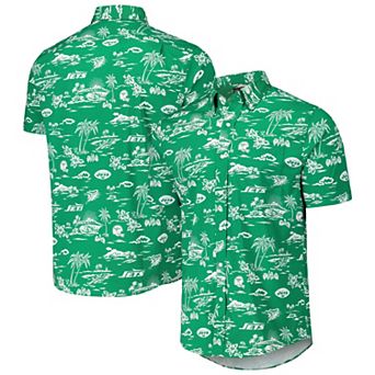 Men's Reyn Spooner Kelly Green New York Jets Throwback Kekai Print Button-Up Shirt