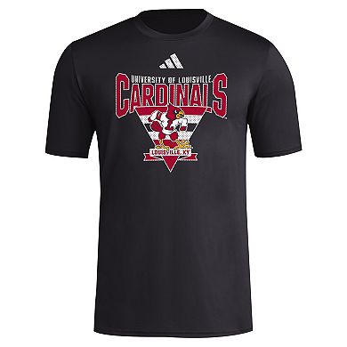 Men's adidas Black Louisville Cardinals 2024 Locker Trilateral Pre-Game T-Shirt