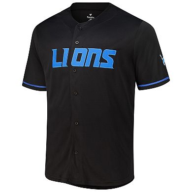 Men's Fanatics Black Detroit Lions Pop Full-Button Jersey
