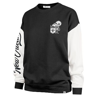 Women's '47 Black New Orleans Saints Double Header Rise Andie Pullover Sweatshirt