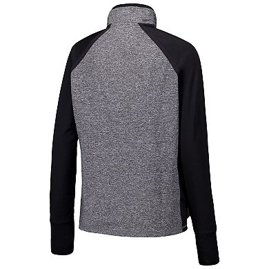 Women's Black/Heather Gray Iowa Hawkeyes Finalist Raglan Quarter-Zip Jacket
