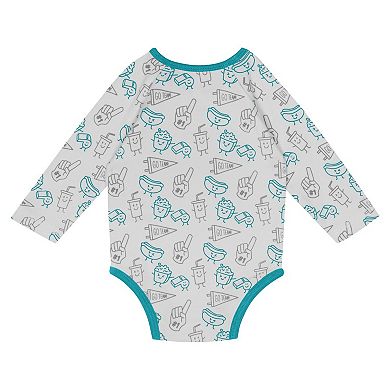 "Newborn & Infant Miami Dolphins Little Champ Long Sleeve Bodysuit, Pants & Cuffed Knit Hat 3-Piece Set"
