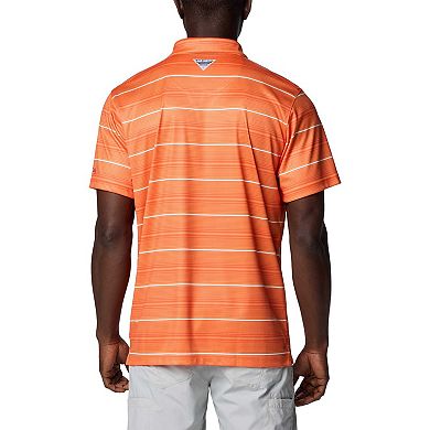 Men's Columbia Orange Clemson Tigers PFG Super Terminal Tackle�� Omni-Shade�� Stripe Polo