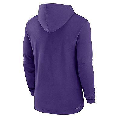 Men's Nike Purple LSU Tigers Sideline Hoodie Performance Long Sleeve T-Shirt