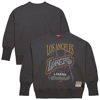 Women's Mitchell & Ness Black Los Angeles Lakers Hardwood Classics Lightweight Pullover Sweatshirt