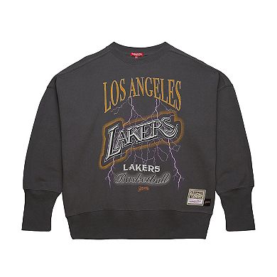 Women's Mitchell & Ness Black Los Angeles Lakers Hardwood Classics Lightweight Pullover Sweatshirt
