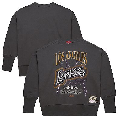 Women's Mitchell & Ness Black Los Angeles Lakers Hardwood Classics Lightweight Pullover Sweatshirt