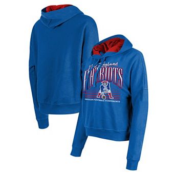 Women's New Era Royal New England Patriots Throwback Boxy Pullover Hoodie
