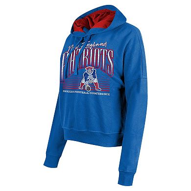 Women's New Era Royal New England Patriots Throwback Boxy Pullover Hoodie