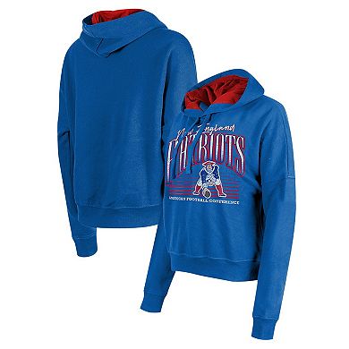 Women's New Era Royal New England Patriots Throwback Boxy Pullover Hoodie