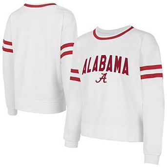 Women's Concepts Sport White Alabama Crimson Tide Borough French Terry Arch Over Long Sleeve T-Shirt