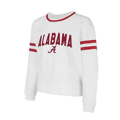 Women's Concepts Sport White Alabama Crimson Tide Borough French Terry Arch Over Long Sleeve T-Shirt