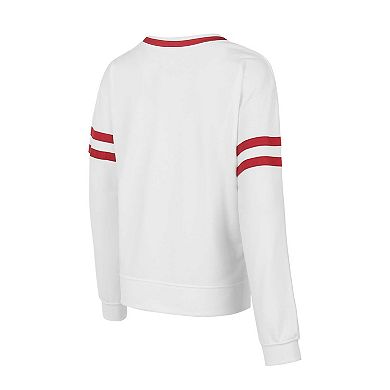 Women's Concepts Sport White Alabama Crimson Tide Borough French Terry Arch Over Long Sleeve T-Shirt