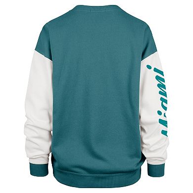 Women's '47 Aqua Miami Dolphins Double Header Rise Andie Pullover Sweatshirt