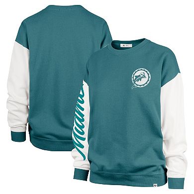Women's '47 Aqua Miami Dolphins Double Header Rise Andie Pullover Sweatshirt