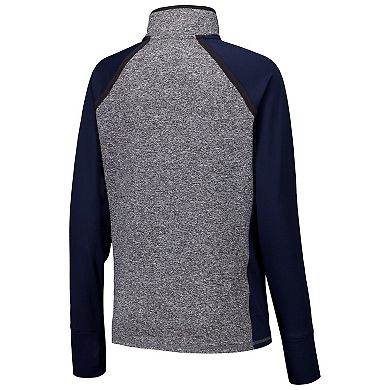 Women's Navy/Heather Gray Kansas Jayhawks Finalist Raglan Quarter-Zip Jacket