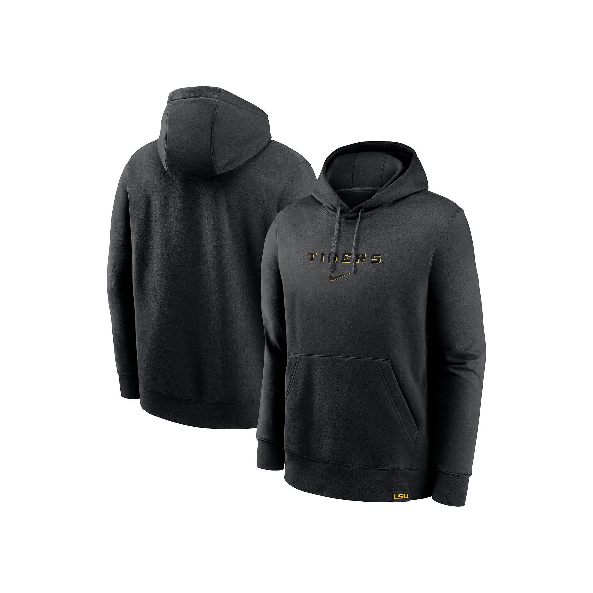 Mens Nike Black LSU Tigers Statement Wordmark Lockup Pullover Hoodie, Size