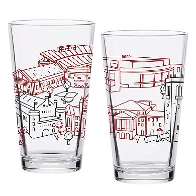 Wisconsin Badgers Two-Pack 16oz. Campus Line Art Pint Glass Set