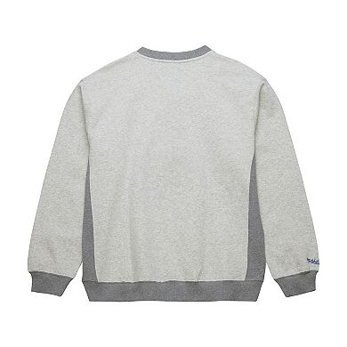 Men's Mitchell & Ness Heather Gray Golden State Warriors Vintage Logo Pullover Sweatshirt
