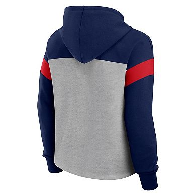 Women's Fanatics Heather Gray/Navy New England Patriots Bold Play Call Pullover Hoodie