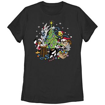 Juniors' Looney Tunes Holiday Party Graphic Tee